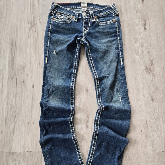 True Religion Denim - True Religion Y2K Billy Super T medium wash denim skinny low-rise jeans WMS 27"